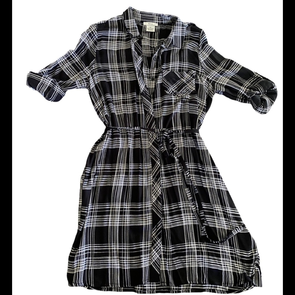 BLL nyc black & white plaid dress in size L, NWT